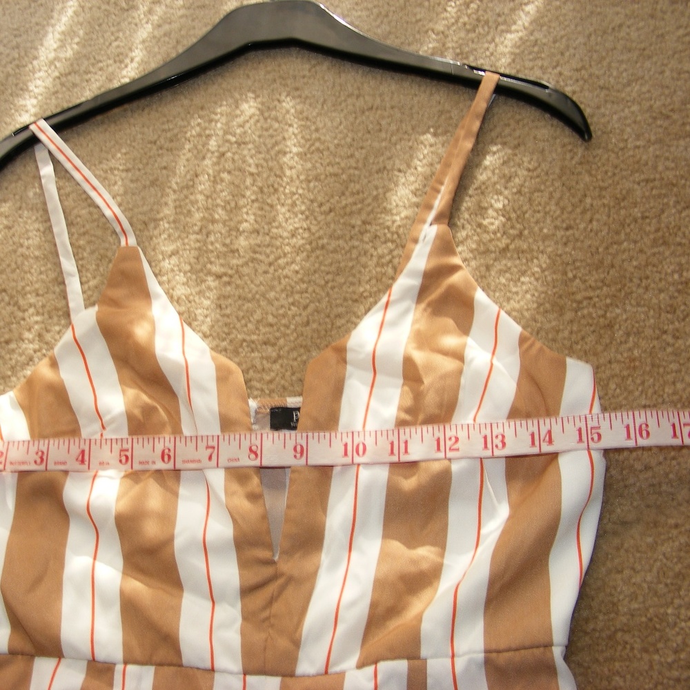 Privy Privately Privileged size medium beige white stripe sleeveless jumpsuit - Picture 7 of 11